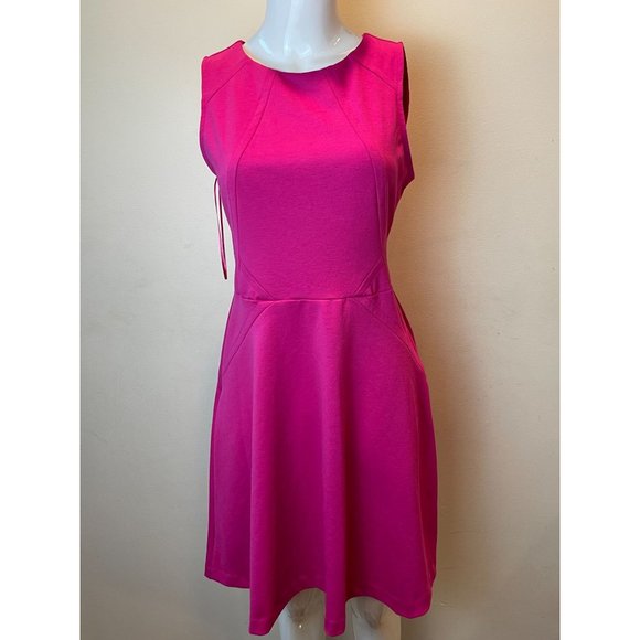 Jennifer Lopez Womens Skater Dress Crew Neck Back Zip Sleeveless Pink Size 6 - Picture 2 of 9